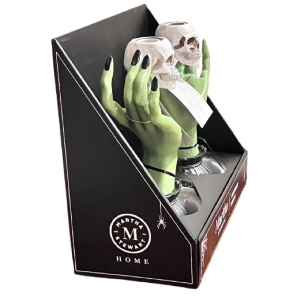 🆕- Martha Stewart Halloween Pedestal Witch Hands Candle Holders